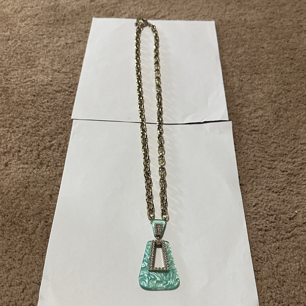 Heidi Daus Turquoise and Gold Pendant Necklace